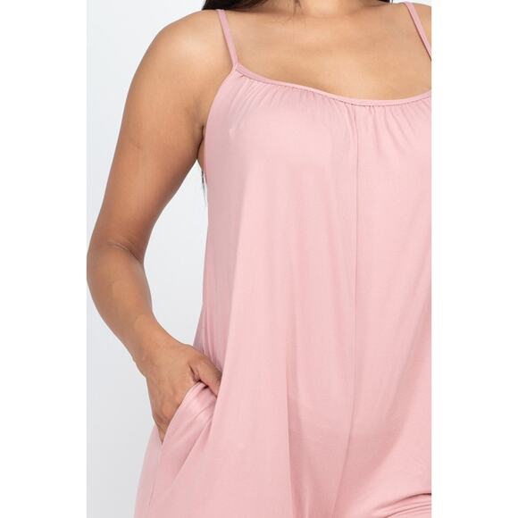 Spaghetti strap solid jumpsuit (Mauve)-Large - Picture 3 of 4